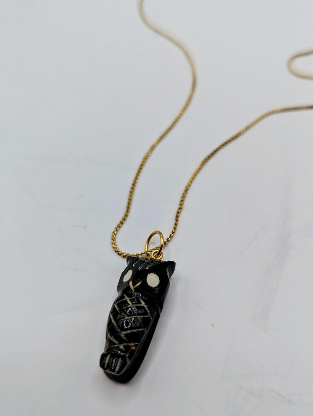 Owl Necklace 17" Gold Tone Chain